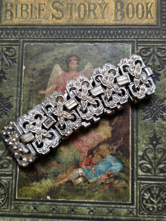 Vintage Art Deco Sparkling Paste Link Bracelet, A… - image 7