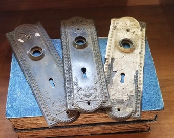 Antique Door Brass Backplates, Victorian Brass Backplate Ecutcheons