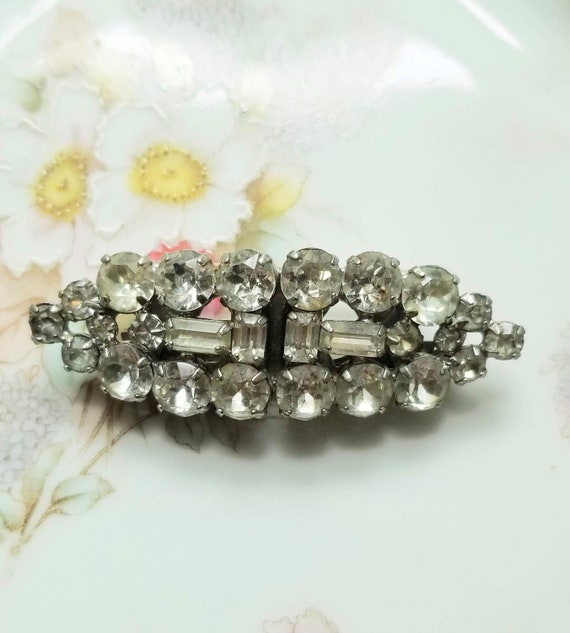 Vintage Weiss Duette Clear Rhinestone Brooch Clips