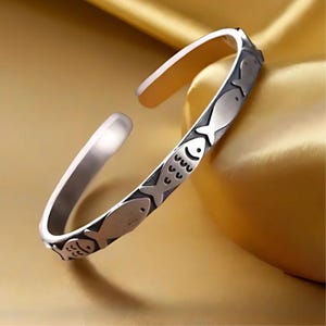 Sterling Silber Fisch Armband, Fisch Manschette Armreif, Fisch Liebhaber Sealife Armband, Boho Armreif verstellbar Schmuck für Frauen, einzigartiges Geschenk für sie