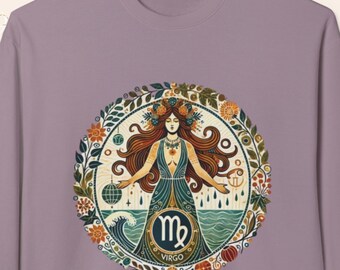 Sudadera Virgo, regalo del zodiaco para ella, regalo de astrología retro, sudadera unisex de cuello redondo de polar, horóscopo personalizado, Géminis, Libra, Piscis, Leo, Aries