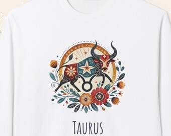 Sudadera Tauro, regalo del zodiaco para ella, regalo de astrología retro, sudadera unisex de cuello redondo de polar, horóscopo personalizado, Géminis, Libra, Piscis, Leo