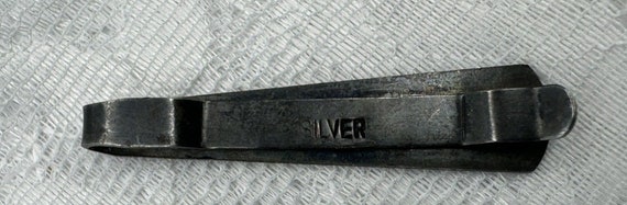 Vintage Sterling Silver Etched Damascene Tie Clip - image 4