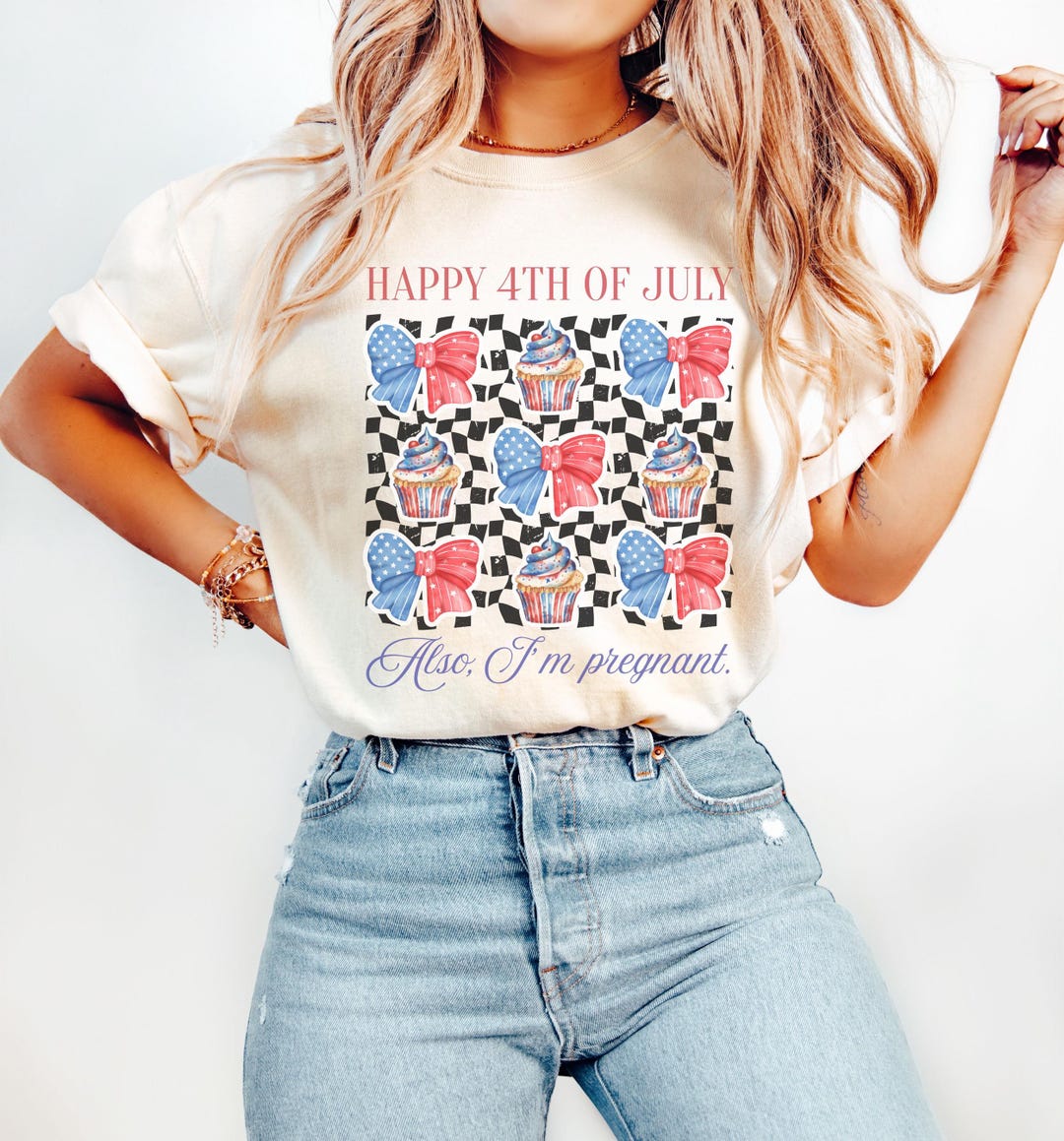 4th of July Pregnancy Announcement Shirt, Retro Checkered Top, Baby ...