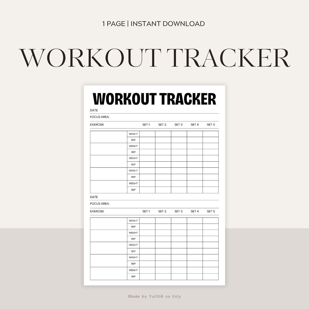 Daily Workout Tracker Printable: Fitness Journal (a4/a5/letter/half ...