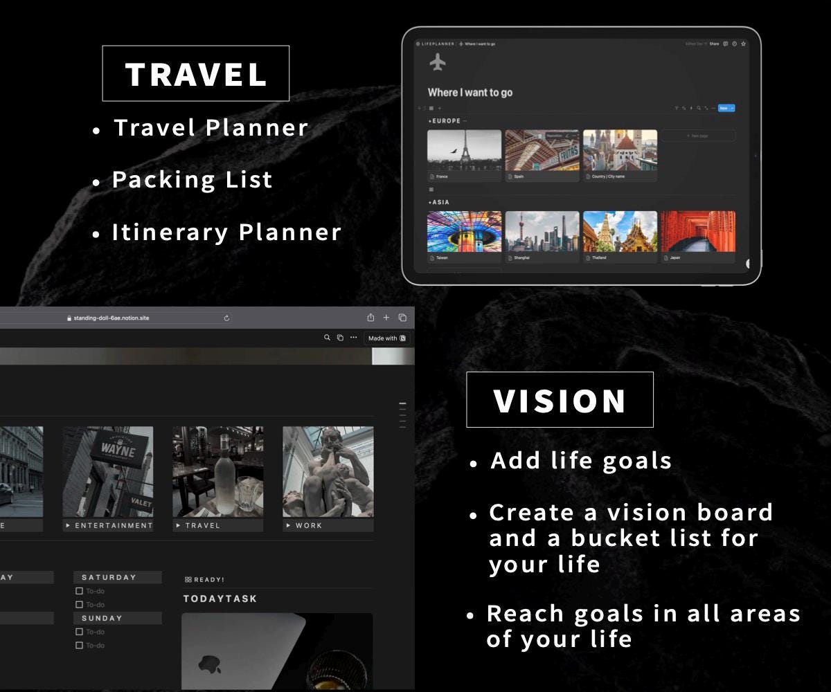 Notion Life Planner Notion Templates Notion Dark Mode Notion All in One ...