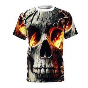 Skull Flames Unisex Tee, Gothic Fashion, Unique Graphic Tee, Edgy Casual Wear, Alternative Style, Gift for Metal Fans