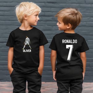 Custom CR7 Cristiano Ronaldo T-Shirt, Kids Ronaldo Inspired Soccer Tee, Football Merch Ronaldo T-Shirt, Boy Gift Top Shirt, Ronaldo Youth