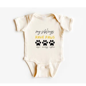 Sibling Dog Kids Shirts, Paws Onesie®, Personalized Dog Toddler T Shirt, Custom Dog Name Baby Onesies®, Youth T-Shirt, Baby Shower Gift