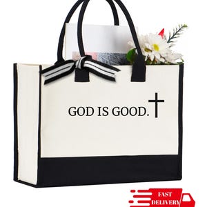 God is Good Tote Bag, Gift For Christians, Christian Tote Bag, Bible Verse Tote Bag, Church Bag, Bow Coquette Bag, Religious Tote Bag