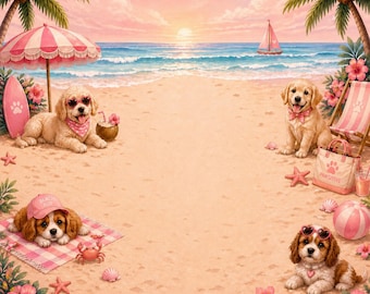 Tropical Garden Mahjong Mat, Dog Lover Game Night Decor, Neoprene Surface