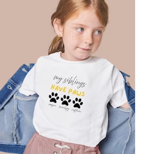 Sibling Dog Kids Shirts, Paws Onesie®, Personalized Dog Toddler T Shirt, Custom Dog Name Baby Onesies®, Youth T-Shirt, Baby Shower Gift