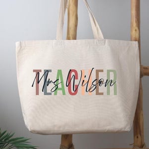 Personalization Teacher Name Tote Bag, Teacher Appreciation Gift, Elementary Teacher Tote Bag, Teachers Gift, Gift For Teacher