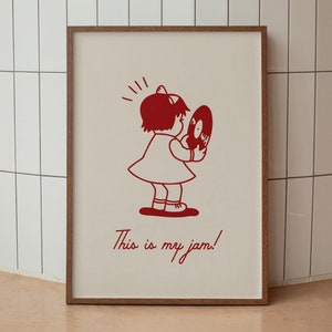 Musik Wand Kunst, This Is My Jam, Plattenspieler Poster, Retro Groovy Print, Geschenk Musik Liebhaber, Home Vintage Ausstellung