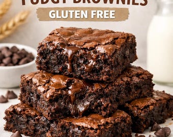 Receta de brownie sin gluten en PDF, brownies de chocolate estilo panadería, postre de chocolate fácil.