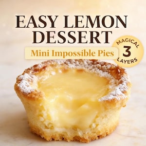 Easy Mini Lemon Impossible Pies, Creamy Custard Dessert, Printable Baking Guide, Instant Download PDF