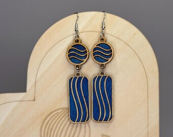 Geometric Wooden Earrings – Handcrafted Birch Jewelry with Protective Finish