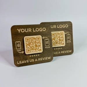 Custom Business Review Sign, NFC Review Sign, Wooden QR Code Review, Google Review NFC, Customer Review, 3D qr code, small business tool