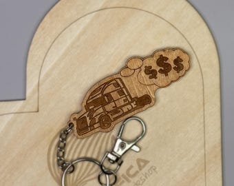 Wooden Truck Driver Keychain – Lucky Charm for the Road