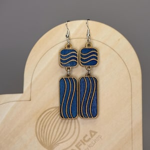 Geometric Wooden Earrings – Handcrafted Birch Jewelry with Protective Finish