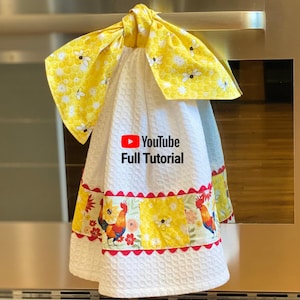 PDF- Pretty Hanging Tea Towel with Ties Sewing Pattern : Digital Download