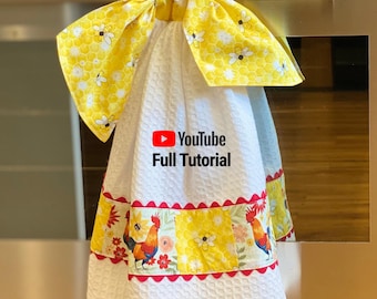 PDF- Pretty Hanging Tea Towel with Ties Sewing Pattern : Digital Download