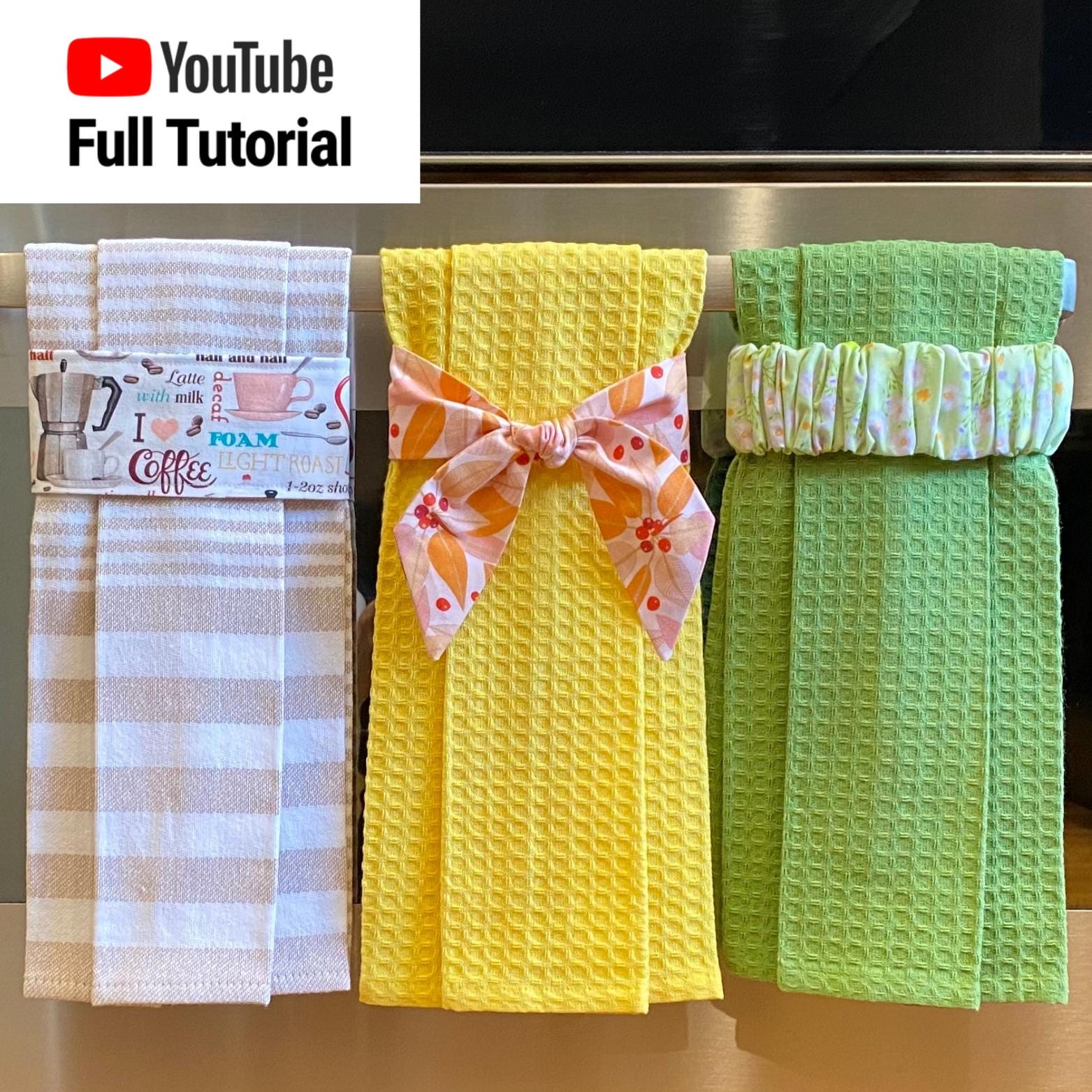 PDF-Hanging Tea Towel Strap Designs  x 3  - Sewing Pattern : Digital Download