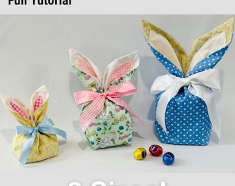 PDF-Bunny Ears Leckerlibeutel - gefüttert in 3 Größen!  Schnittmuster: Digital Download