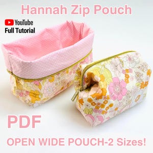 PDF- Hannah Pouch - Open Wide Lined Zipper Pouch Sewing Pattern : Digital Download