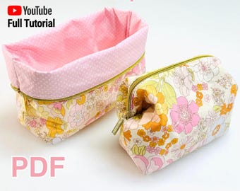 PDF- Hannah Pouch - Open Wide Lined Zipper Pouch Sewing Pattern : Digital Download