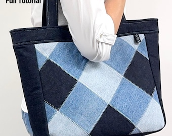 PDF- Gail Patchwork Zip Tote Sewing Pattern : Digital Download