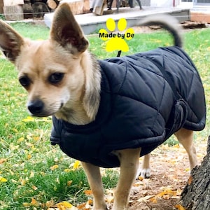 Winter Dog Coat, Black Quilted Custom Dog Coat,  quilted dog coat with tummy panel & cargo buckle closure, warm dog coat, insulated dog coat