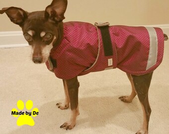 Custom Extreme Winter Dog Coat, Tummy Panel and Reflective Strips, Fleece Lined