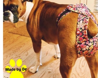 Large Dog Diaper, 10": Washable Cotton Britches, Athletic Large Breed, Adjustable, Readymade