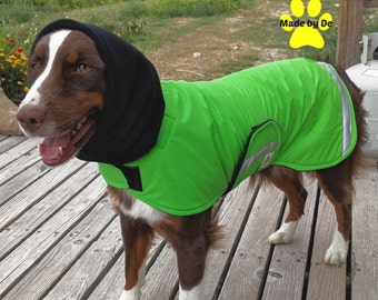 Custom Winter Dog Coat Ultra, Fleece Lined with Detachable Snood and Reflective Strips