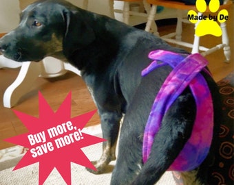 Dog Diapers, Custom Dog Britches, Value Pack, giant breed dog diapers, athletic dog britches, adjustable dog panties, washable dog diapers
