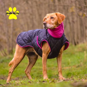 Winter Dog Coat, Black Quilted Dog Coat with Turtleneck and tummy panel, custom dog coat, black dog coat, winter dog coat with quilted nylon