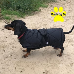 Winter Dog Coat, Black Quilted Custom Dog Coat,  black, quilted nylon dog coat with tummy panel, warm dog jacket, insulated dog coat