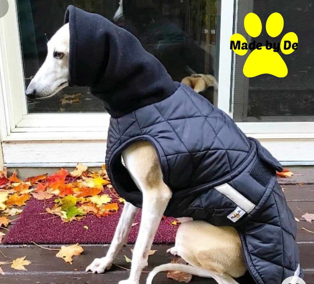 Winter Dog Coat, Black Quilted Dog Coat With Turtleneck and Tummy Panel