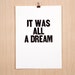 It Was All a Dream Poster - Etsy