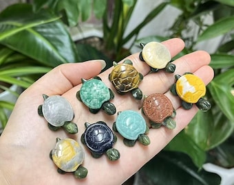 1.2&quot; Crystals Turtle Decor Supply, Healing Crystals Chakra Carved Tortoise Figurines, Naturtal Gemstones, crystal gifts