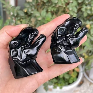 2.6&#39;&#39; Natural Obsidian Dinosaur Head,Crystal Carving,Reiki Healing,Crystal Dragon Head,Home Decor,Crystal Gifts!