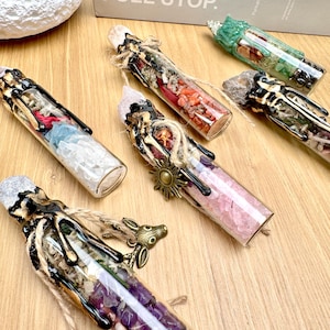 4.3&#39;&#39;Natural Mix Quartz Gravel Bottle,Quartz Crystal Wishing Bottles,Reiki Healing,Gemstone Crystal Chips Vials,Home Decor Crystal Gift!