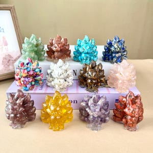 Natural crystal gravel nine-tailed fox ，Quartz Fox,Crystal Fox,Fox Carving,Home Decor,Crystal Chakra,Crystal Heal,Crystal Gift