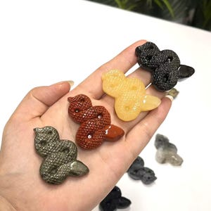Natural Crystal Snakes - Gemstone Snake Sculpture - Small Crystal Snake Figure - Hand Carved Stone Snake -Healing Crystals，crystal gifts!