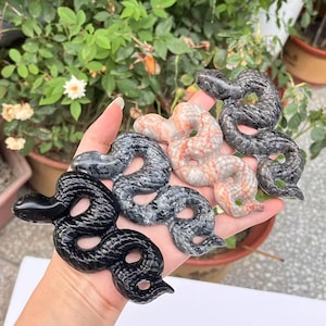 Natural Crystal Obsidian Snake,Quartz Snake,Crystal Snake,Snake Sculpture,Home Decor,Mineral Specimen,Crystal Gift
