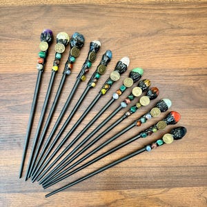 Zodiac sign crystal scepter magic wand Handmade Black Wand, Quartz Magic Scepter, Witch Wand, Wizard Wand, Crystal Scepter, Crystal gifts !