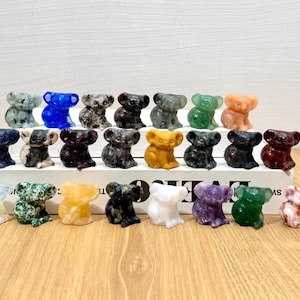 1.2 &quot; Crystal Carved Cute Koala Figurine,Koala Home Decor,Crystal Koala,，Hand Carving Koala Skull,Healing Home Decor,Energy Crystal Gift