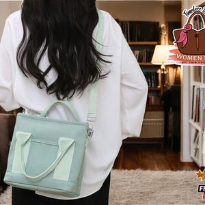 Kleine Einkaufstasche mit Reißverschluss | Umhängetasche aus Canvas für Damen | Multi-Pocket-Schulterhandtasche | Verschiedene Farben erhältlich | Stylische Brotdose
