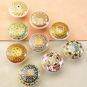 Bouton rond en céramique à motif poignées de tiroir de commode, poignée de porte de meuble d'armoire, bouton de placard, matériel moderne